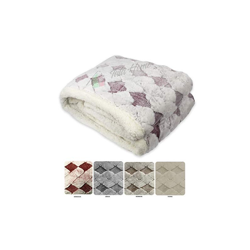 Plaid Coperta Invernale da 510 gr mq in Caldo e Morbido Pile con Retro ad Effetto Agnellato Sherpa Misura 127x152 cm Norge Di
