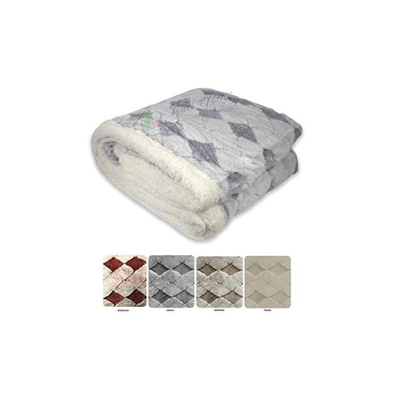 Plaid Coperta Invernale da 510 gr mq in Caldo e Morbido Pile con Retro ad Effetto Agnellato Sherpa Misura 127x152 cm Norge Di