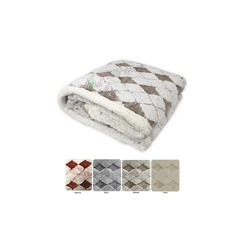 Plaid Coperta Invernale da 510 gr mq in Caldo e Morbido Pile con Retro ad Effetto Agnellato Sherpa Misura 127x152 cm Norge Di
