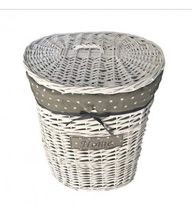 Cesto Portabiancheria e Porta Oggetti con Coperchio per Bagno Lavanderia Idea Regalo Materiale Esterno In Vimini e Fodera Int