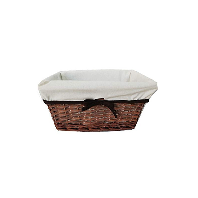 Cesto Portaoggetti Salviette con Fodera Cestino Porta Pane o Frutta in Vimini Dimensioni 40x30x16 cm Colore Marrone