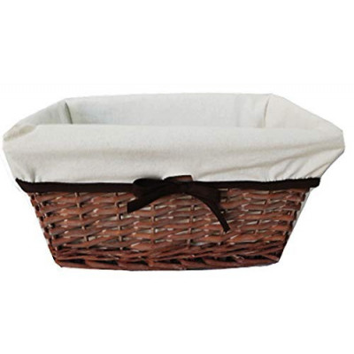 Cesto Portaoggetti Salviette con Fodera Cestino Porta Pane o Frutta in Vimini Dimensioni 40x30x16 cm Colore Marrone
