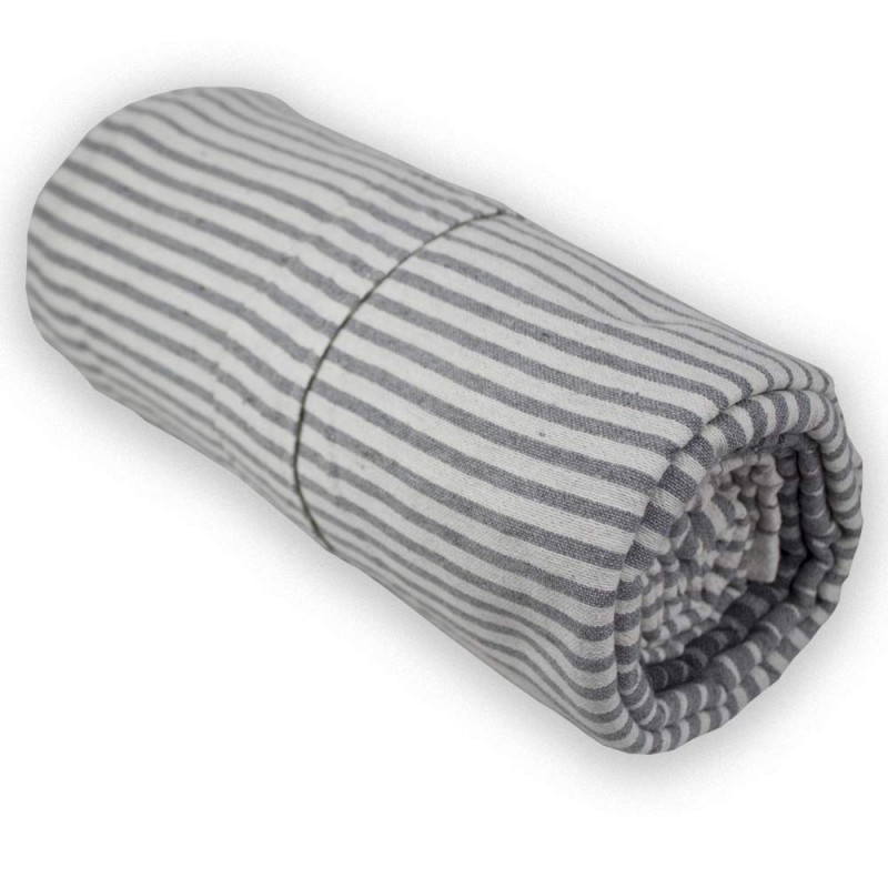 Tata Home Telo Arredo Copritutto Multiuso Copridivano a Righe Copriletto Matrimoniale 255x255 cm Creta Dis. 1 Grigio