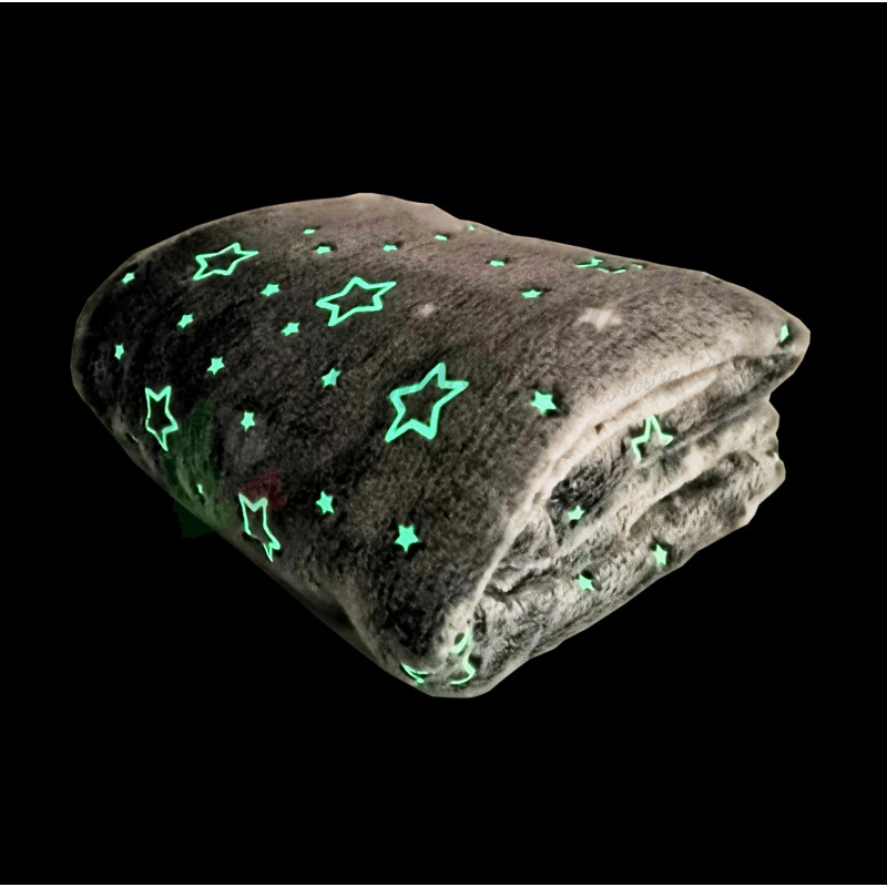 Coperta Plaid da divano che si ILLUMINA AL BUIO 3 misure Mod. Night Fluo Dis. LUNA