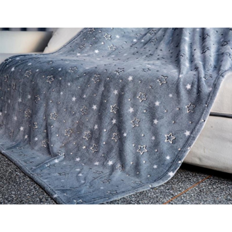 Coperta Plaid da divano che si ILLUMINA AL BUIO 3 misure Mod. Night Fluo Dis. LUNA