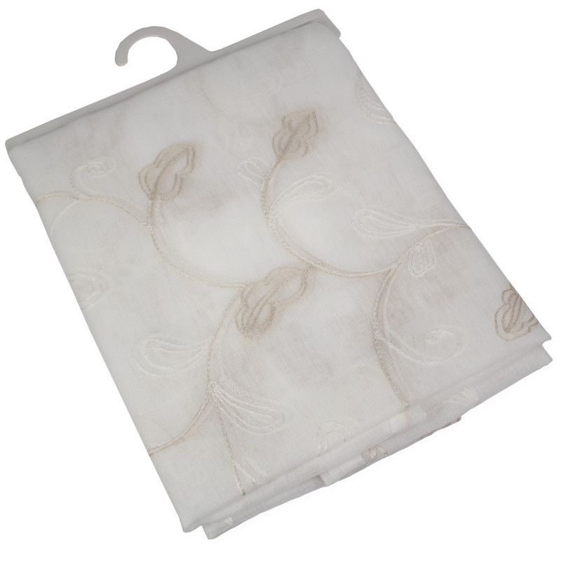 Coppia di Tende Ricamate Cotage da Cucina o Soggiorno con Asola per Bastone Misura 60x240 cm Dis.4