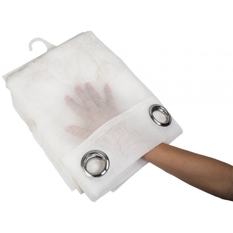 Coppia di Tende Ricamate Cotage da Cucina o Soggiorno con Asola per Bastone Misura 60x240 cm Dis.4