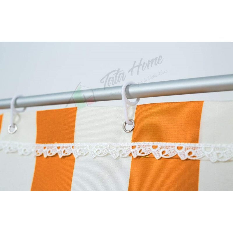 Tenda da Sole con Kit Ganci e Anelli in Tessuto a Righe Resistente da Esterno o Balcone Misura cm 280x295 Dis.1 Giallo