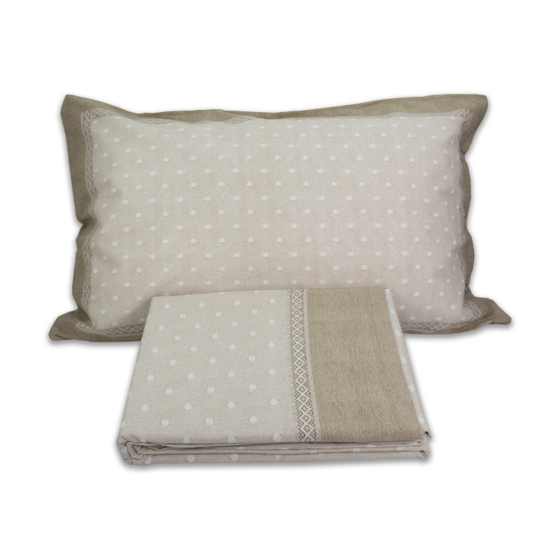 Copripiumino Sacco Piumino e Federa-e Cotone Fantasia Pois MOD. Charmant Dis.10 BEIGE