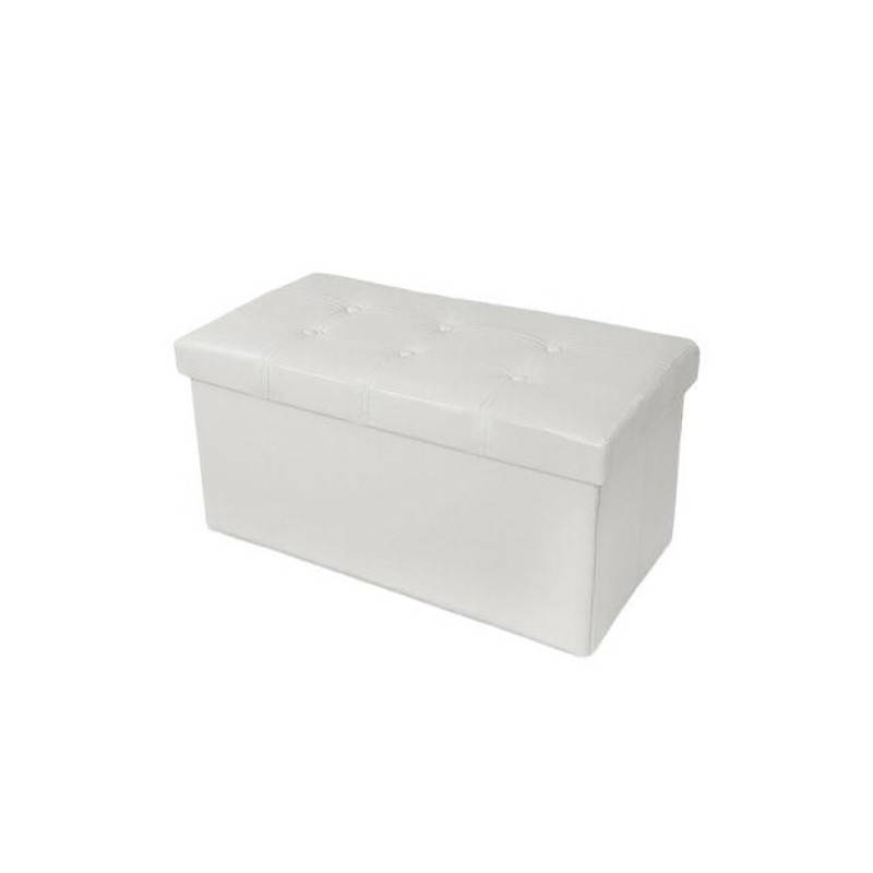 Tata Home Pouf Contenitore Poggiapiedi Ecopelle Bottoni Portaoggetti Scatola Pieghevole Salvaspazio Misura Grande cm 76x38x38