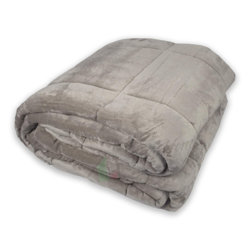 Trapunta Invernale Matrimoniale 260x260 cm Tinta Unita in Tessuto Flannel Effetto Velluto Heidi Colore Tortora