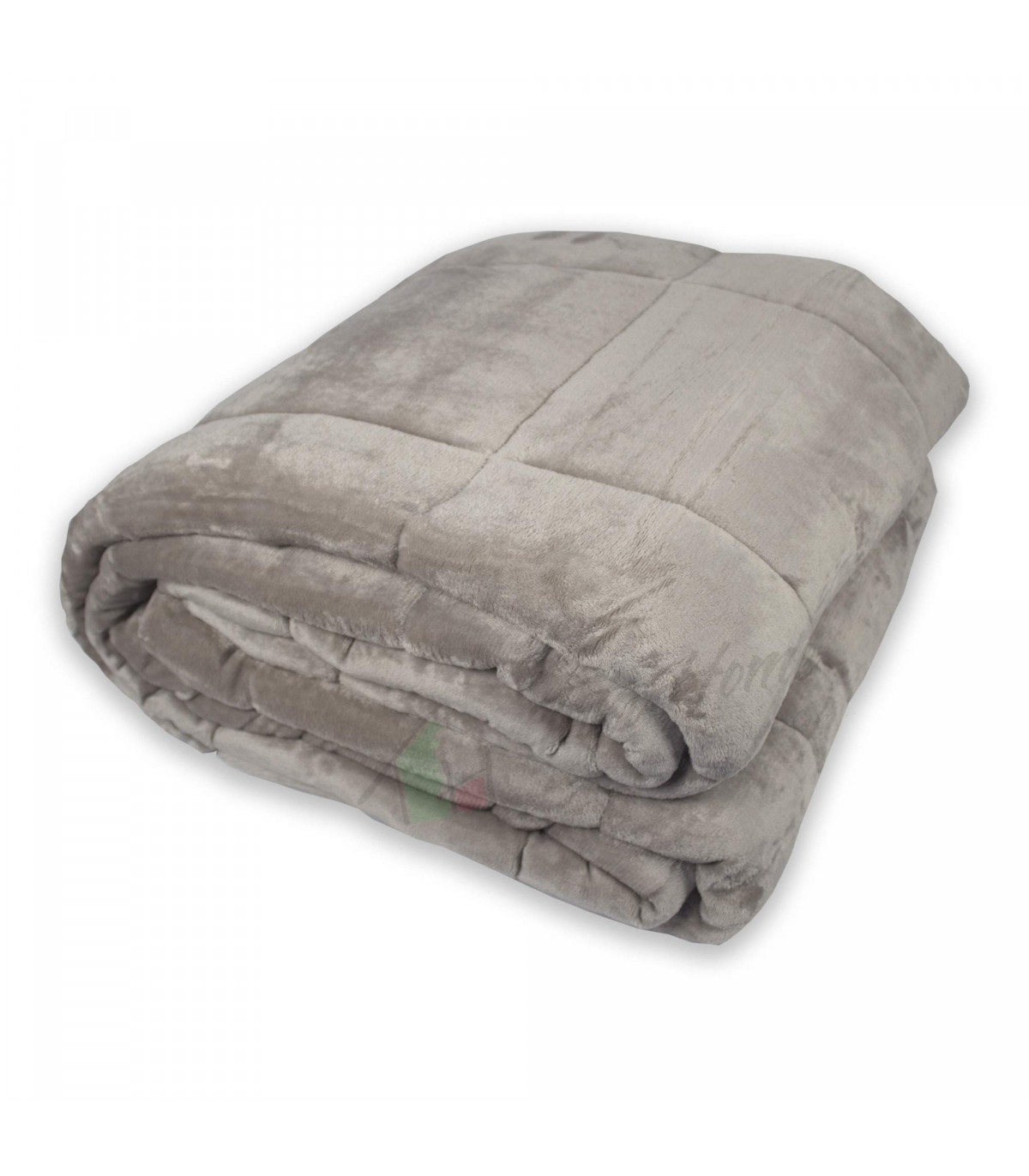 Trapunta Invernale Matrimoniale 260x260 cm Tinta Unita in Tessuto Flannel Effetto Velluto Heidi Colore Tortora