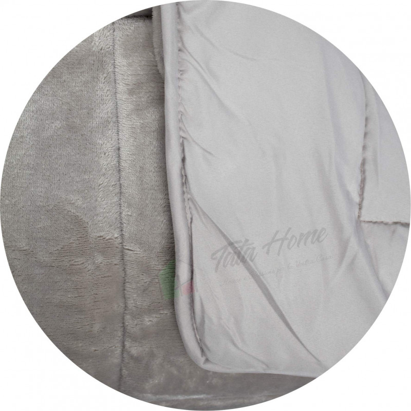 Trapunta Invernale Matrimoniale 260x260 cm Tinta Unita in Tessuto Flannel Effetto Velluto Heidi Colore Tortora