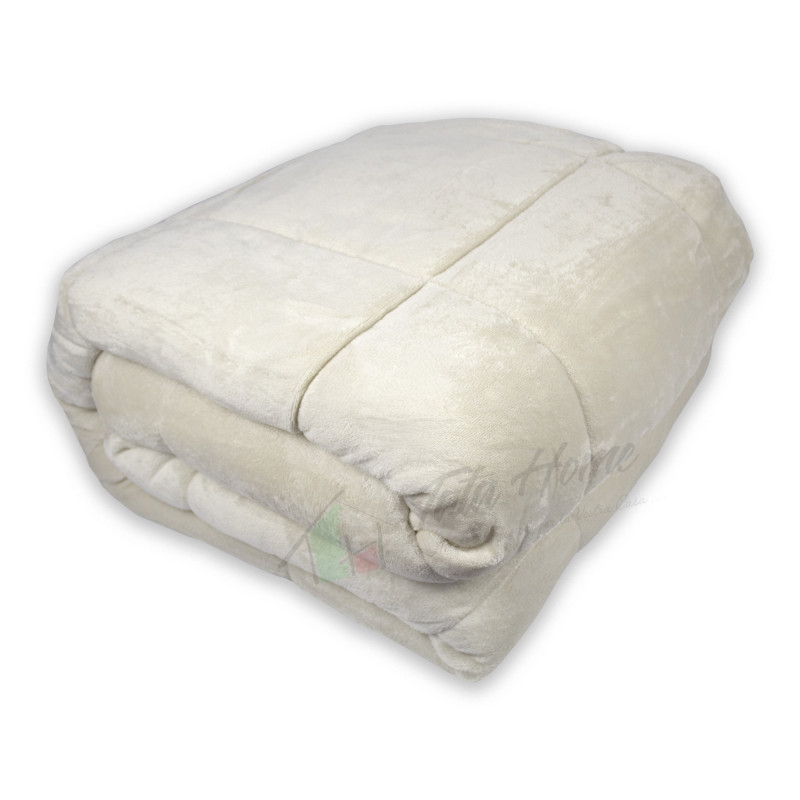 Trapunta Invernale Matrimoniale 260x260 cm Tinta Unita in Tessuto Flannel Effetto Velluto Heidi Colore Tortora