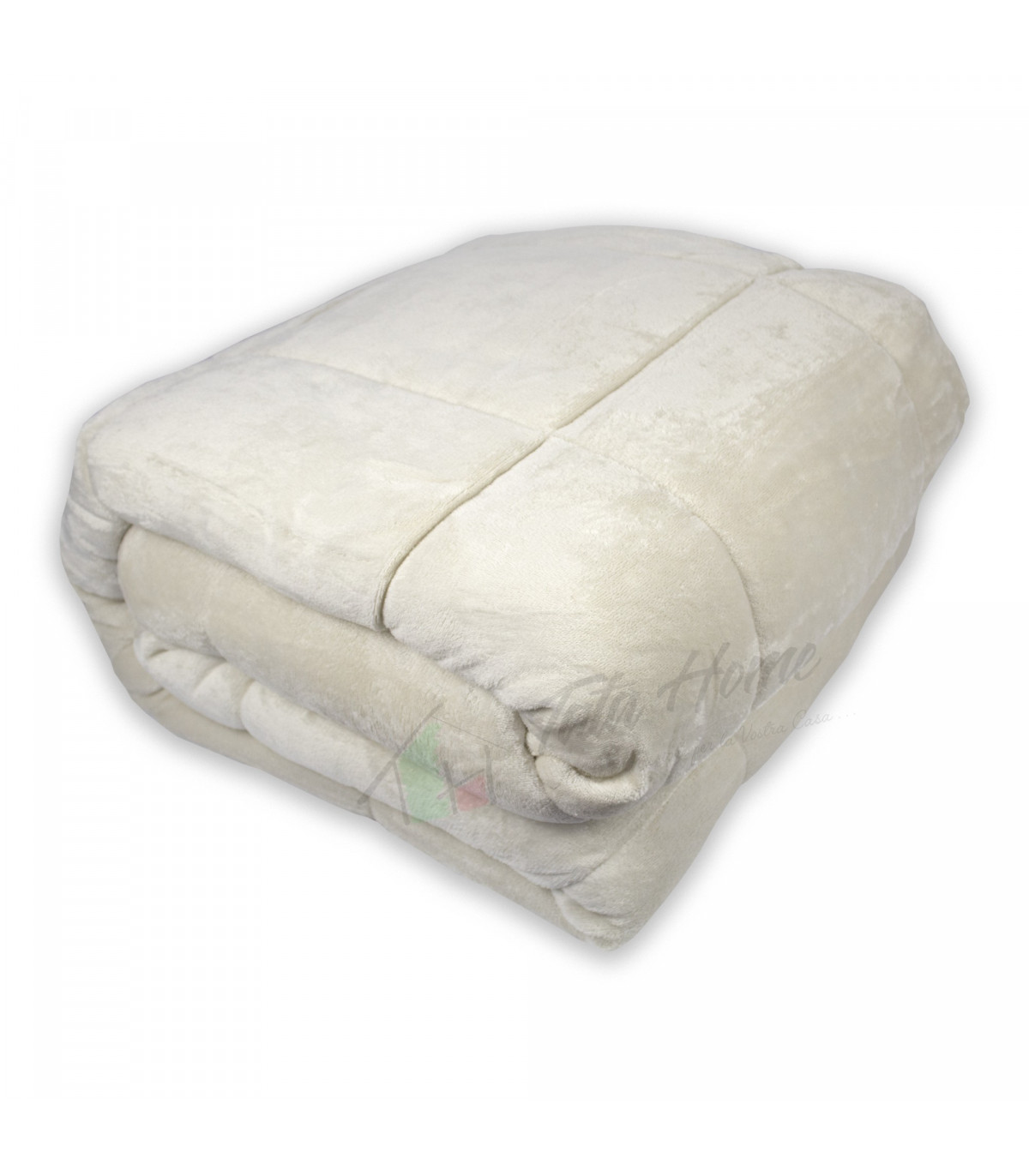 Trapunta Invernale Matrimoniale 260x260 cm Tinta Unita in Tessuto Flannel Effetto Velluto Heidi Colore Tortora