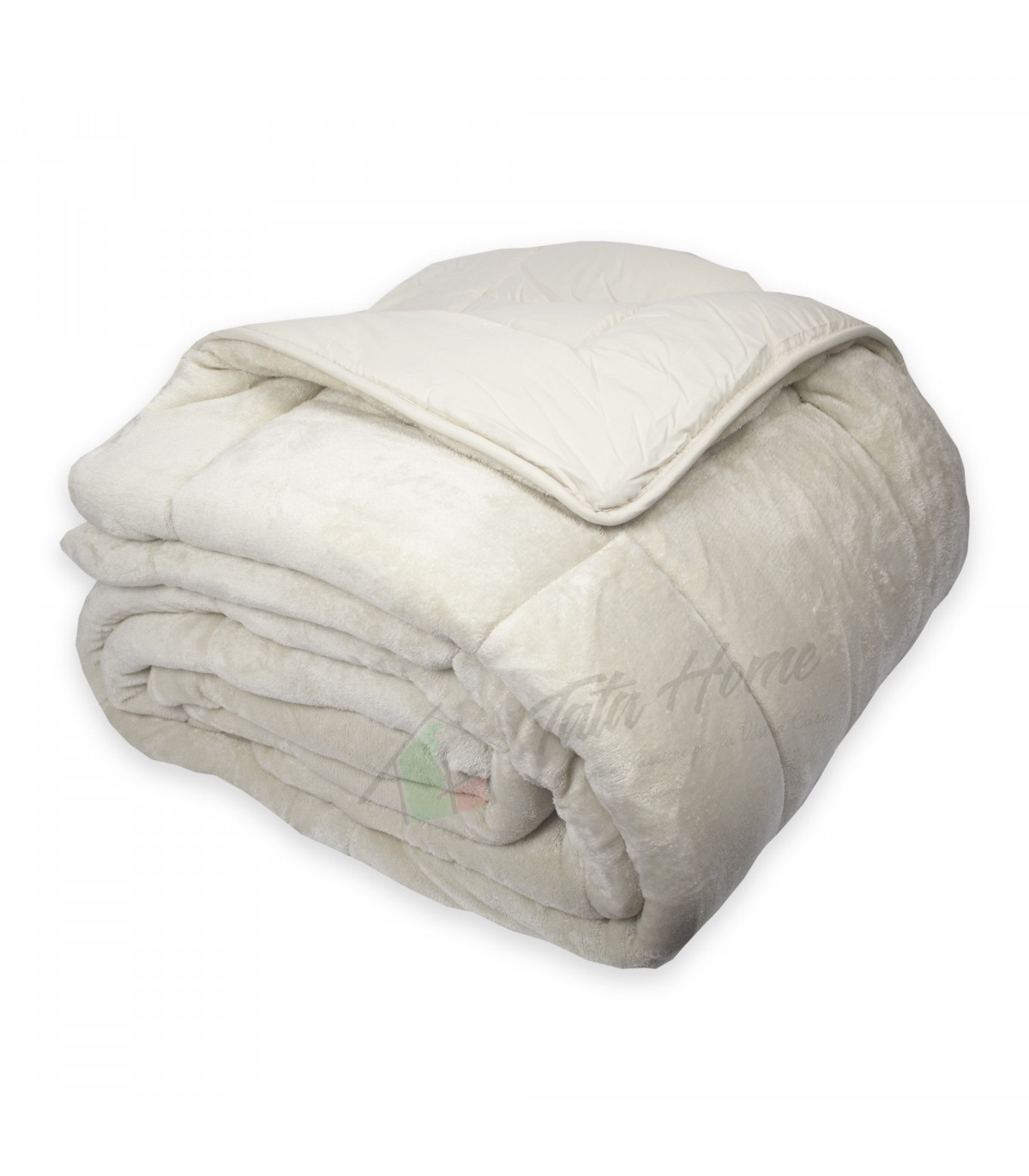 Trapunta Invernale Matrimoniale 260x260 cm Tinta Unita in Tessuto Flannel Effetto Velluto Heidi Colore Tortora