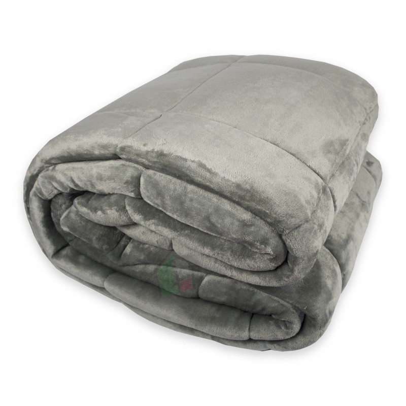 Trapunta Invernale Matrimoniale 260x260 cm Tinta Unita in Tessuto Flannel Effetto Velluto Heidi Colore Tortora