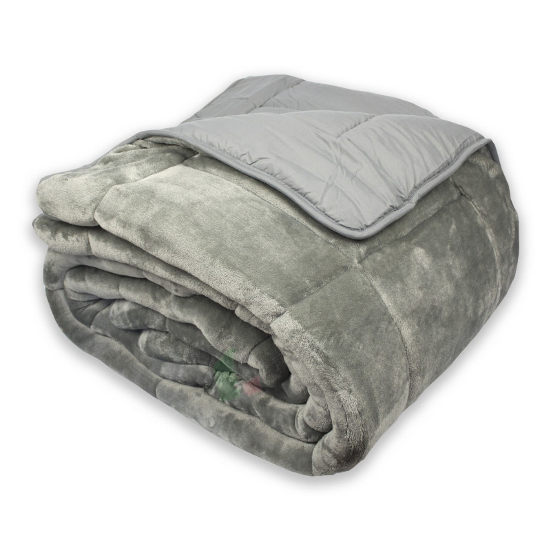 Trapunta Invernale Matrimoniale 260x260 cm Tinta Unita in Tessuto Flannel Effetto Velluto Heidi Colore Tortora