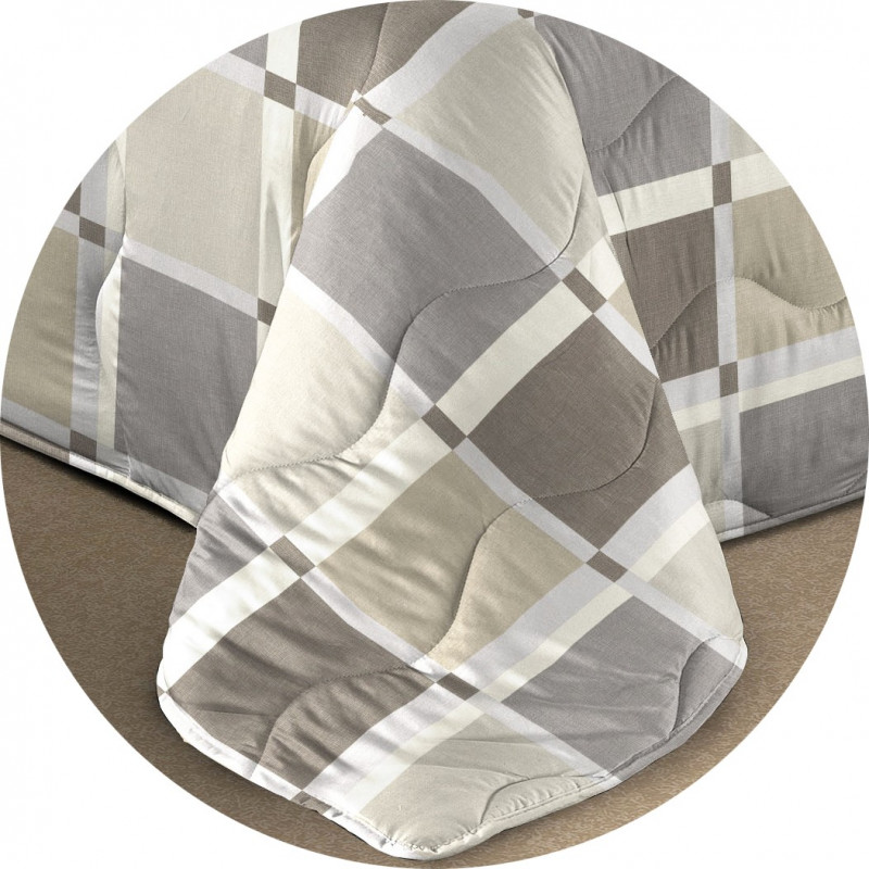 TORONTO Trapunta Invernale 300 gr/mq Fantasia Geometrica a Quadri Made in Italy Colore Grigio Beige