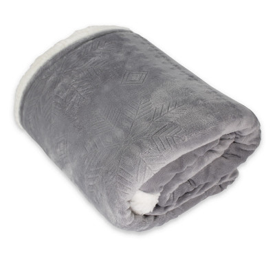 OSLO Plaid Divano in Pile da 440 gr mq con Retro Agnellato Lavorazione 3D Fiocco di Neve MOD. Oslo Grigio