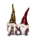 Coppia Gnomi Natalizi Tirolesi Con Paillettes in Stoffa Altezza 35 cm Colore Rosso Oro