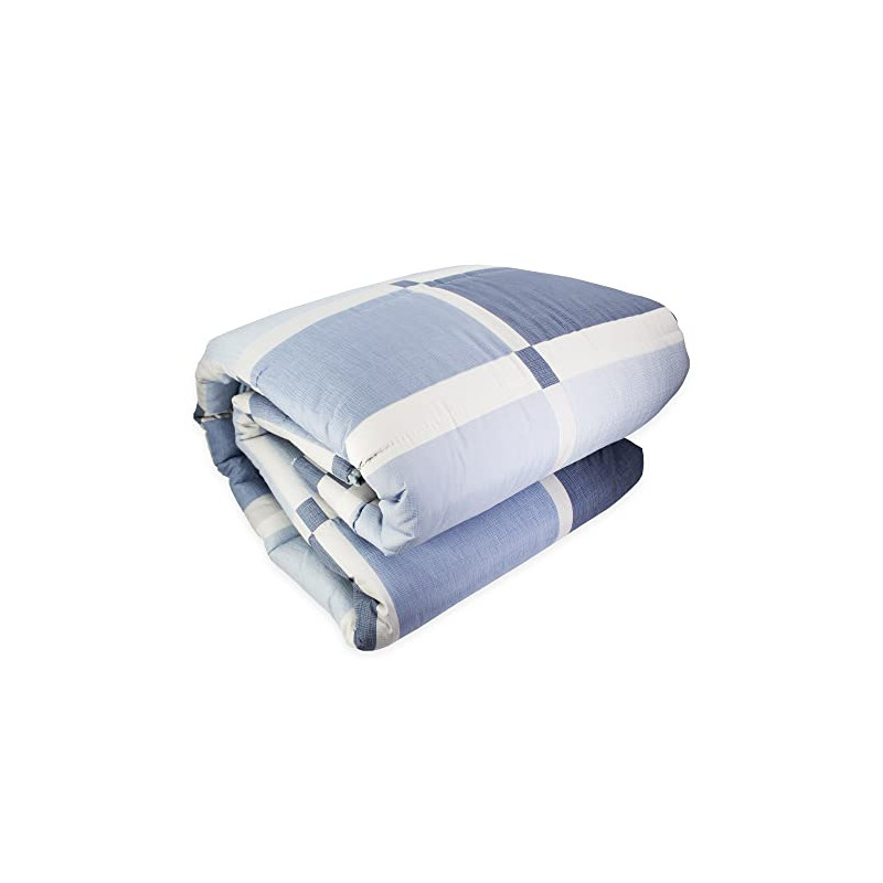 TORONTO Trapunta Invernale 300 gr/mq Fantasia Geometrica a Quadri Made in Italy Colore Azzurro Blu