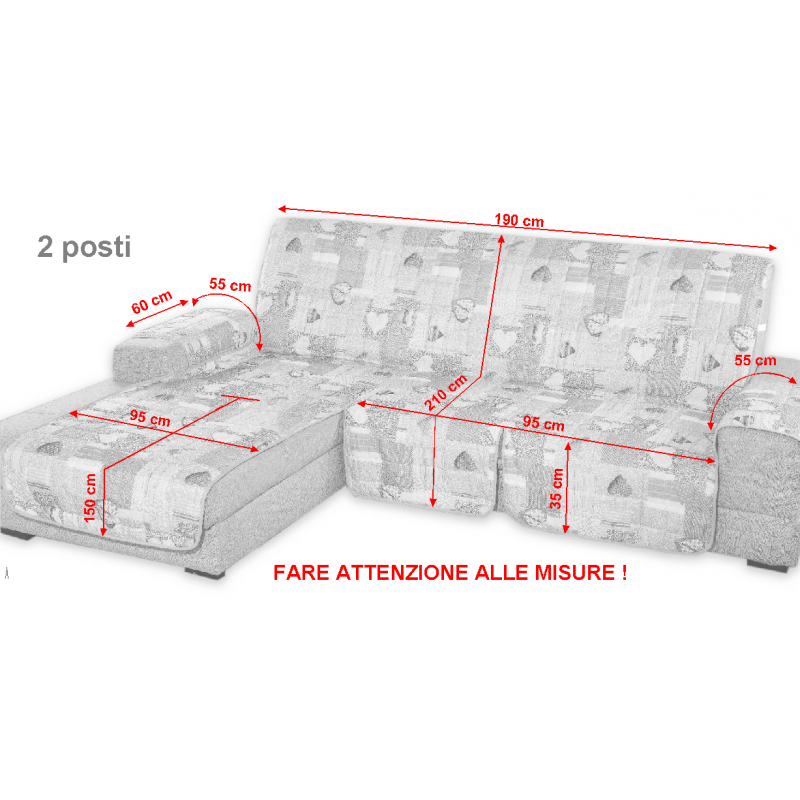 Tata Home Copridivano con Penisola Angolare Reversibile