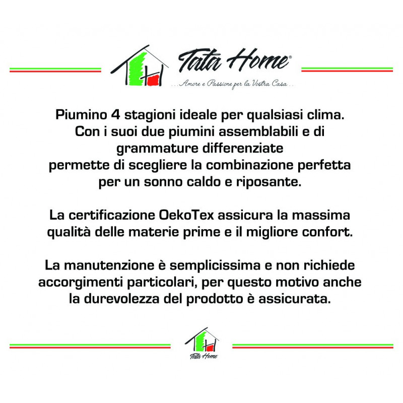 PIUMINO 4 stagioni in calda e morbida MICROFIBRA disponibile in 3 diverse misurazioni