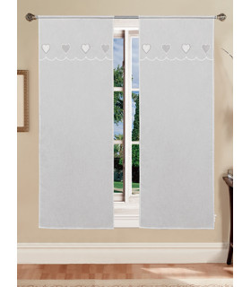 Coppia Tende Bianche Semitrasparenti con Cuori Beige MOD. Jana B1