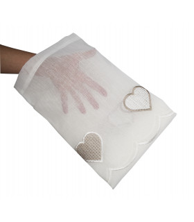 Coppia Tende Bianche Semitrasparenti con Cuori Beige MOD. Jana B1