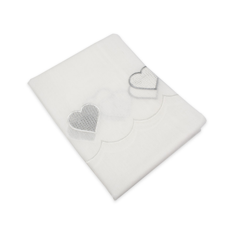 Coppia Tende Bianche Semitrasparenti con Cuori Grigio MOD. Jana B1