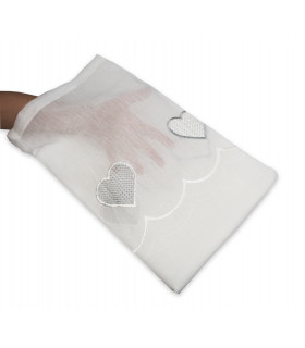 Coppia Tende Bianche Semitrasparenti con Cuori Grigio MOD. Jana B1