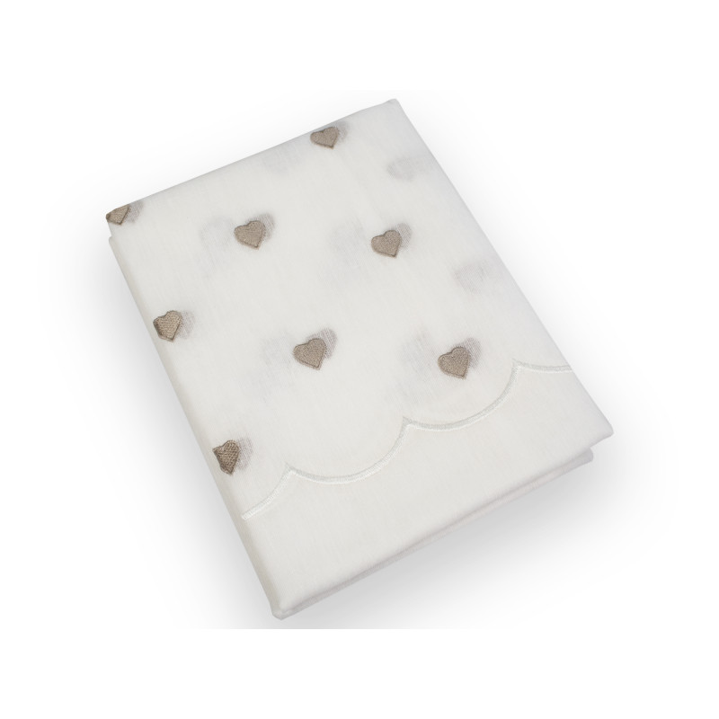 Coppia Tende Bianche Semitrasparenti con Cuoricini Beige MOD. Jana B2