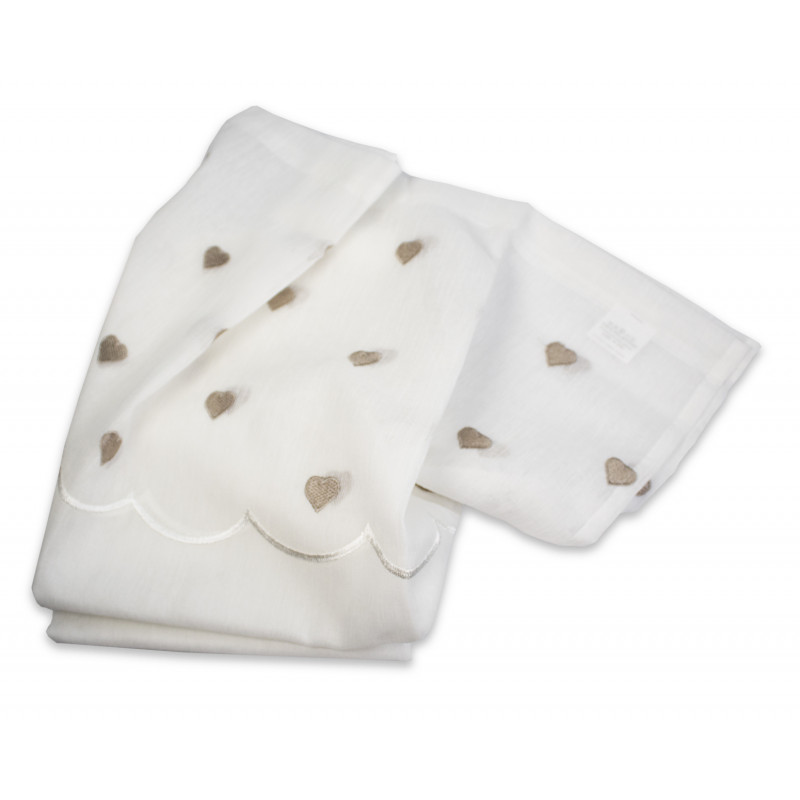 Coppia Tende Bianche Semitrasparenti con Cuoricini Beige MOD. Jana B2