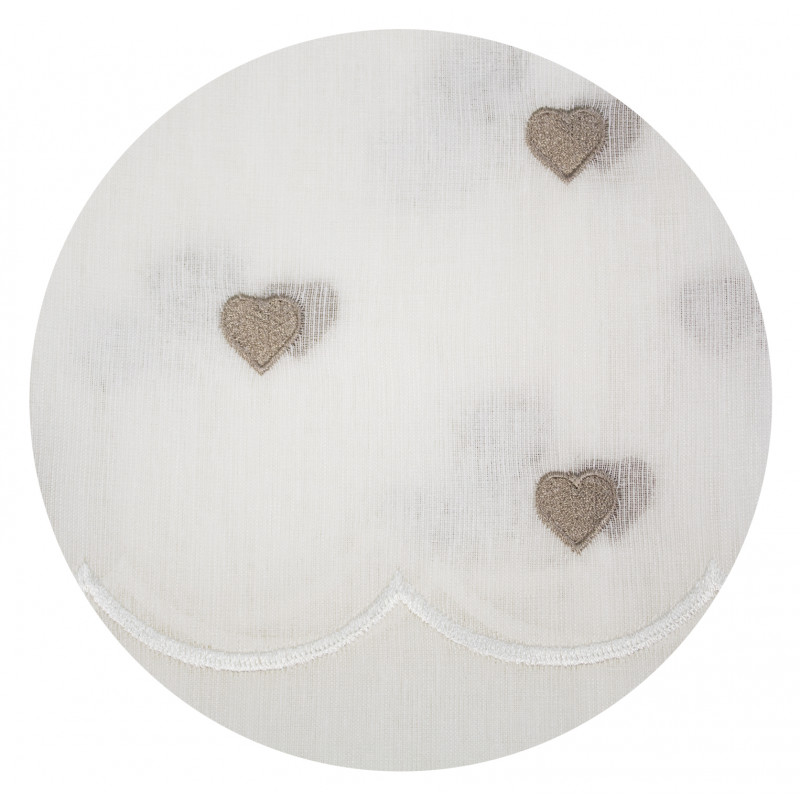 Coppia Tende Bianche Semitrasparenti con Cuoricini Beige MOD. Jana B2