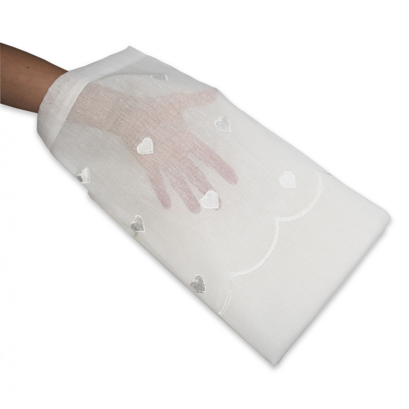 Coppia Tende Bianche Semitrasparenti con Cuoricini Naturale MOD. Jana B2