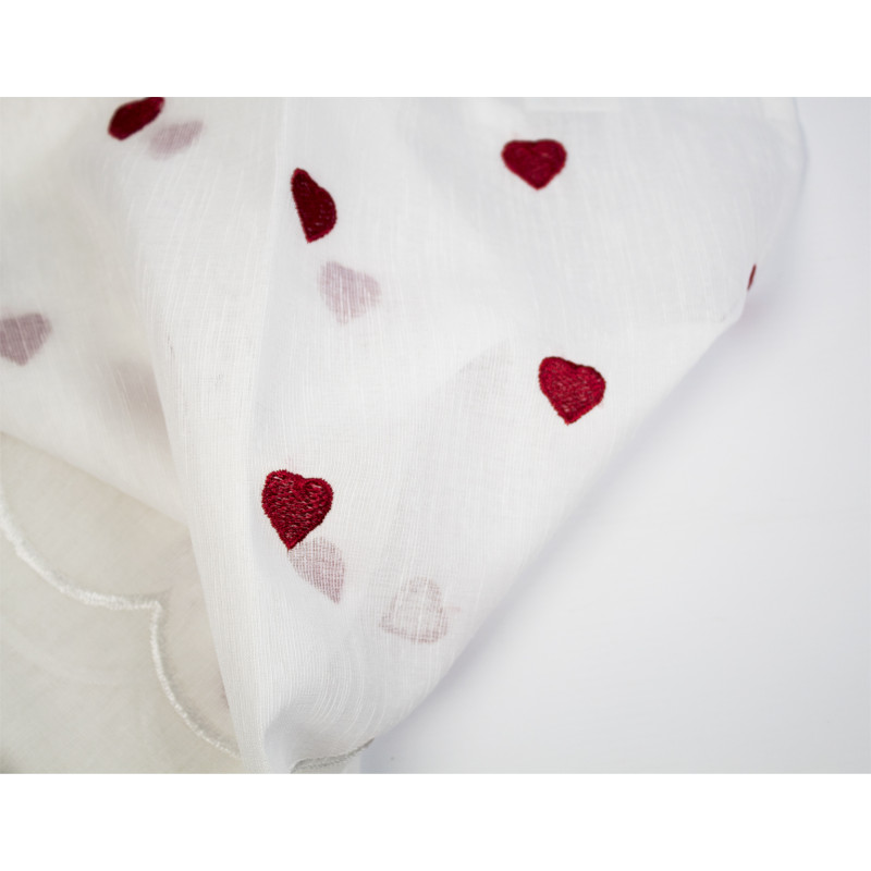Coppia Tende Bianche Semitrasparenti con Cuoricini Rossi MOD. Jana B2