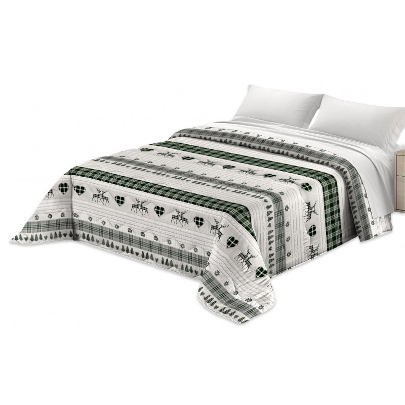 Trapunta Invernale Imbottita 300 gr/mq Fantasia Tirolese Made in Italy MOD. Baita Nero Grigio