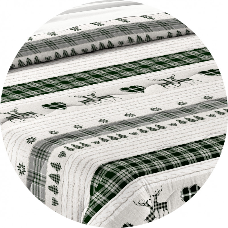 Trapunta Invernale Imbottita 300 gr/mq Fantasia Tirolese Made in Italy MOD. Baita Nero Grigio