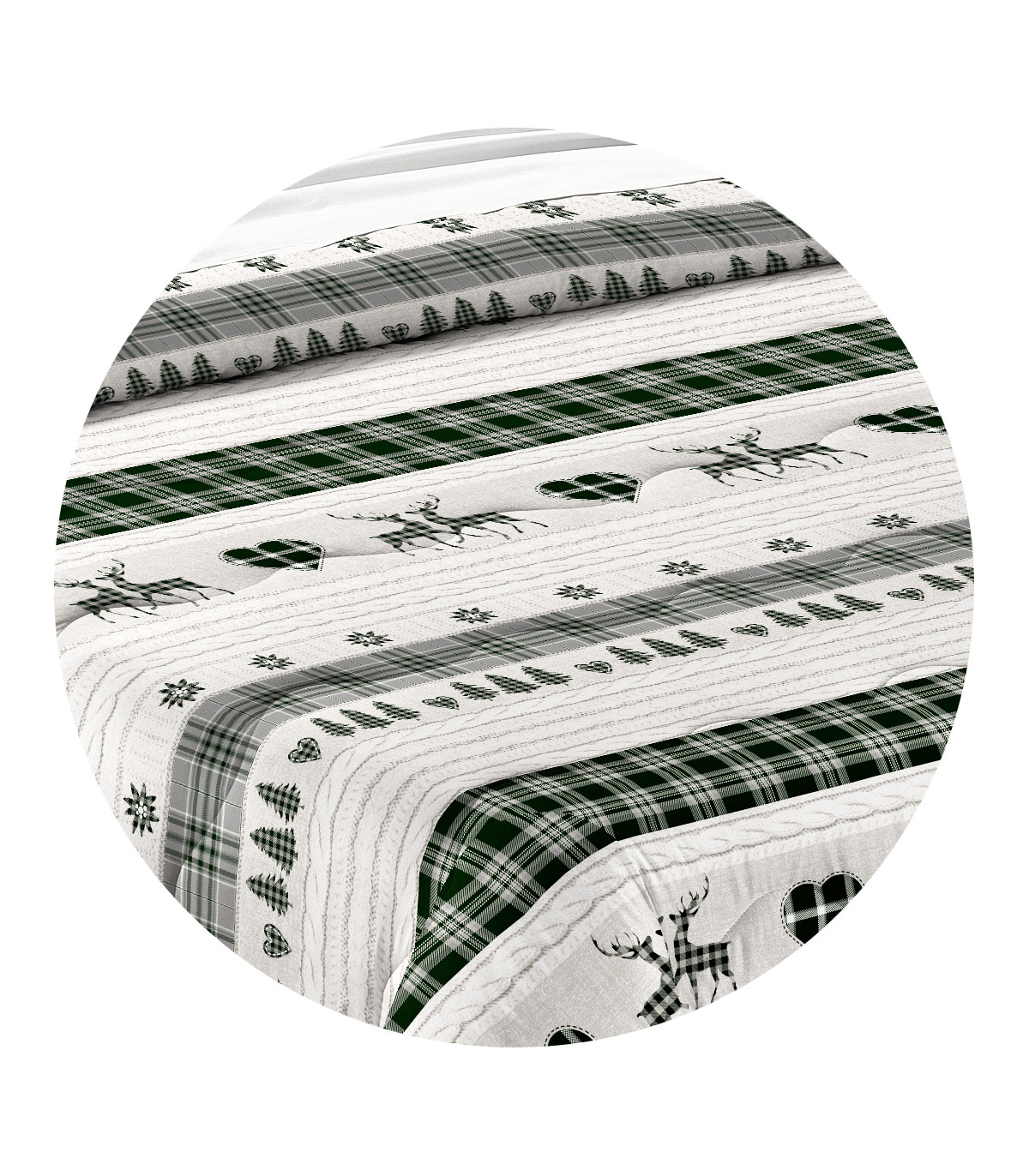 Trapunta Invernale Imbottita 300 gr/mq Fantasia Tirolese Made in Italy MOD. Baita Nero Grigio