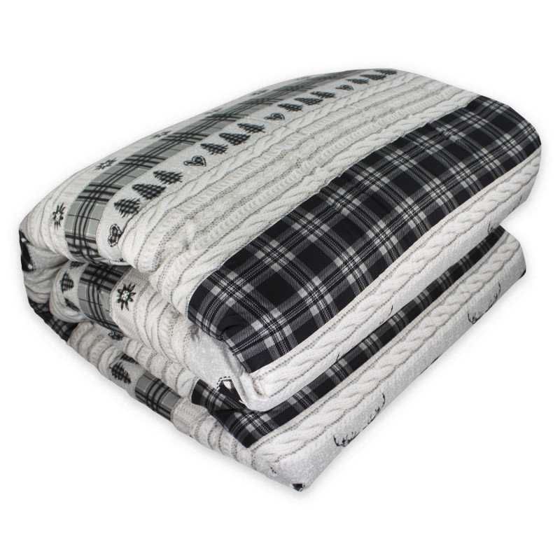 Trapunta Invernale Imbottita 300 gr/mq Fantasia Tirolese Made in Italy MOD. Baita Nero Grigio