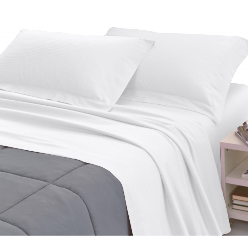 Completo Lenzuola RASO di COTONE Tinta Unita Matrimoniale 10 colori