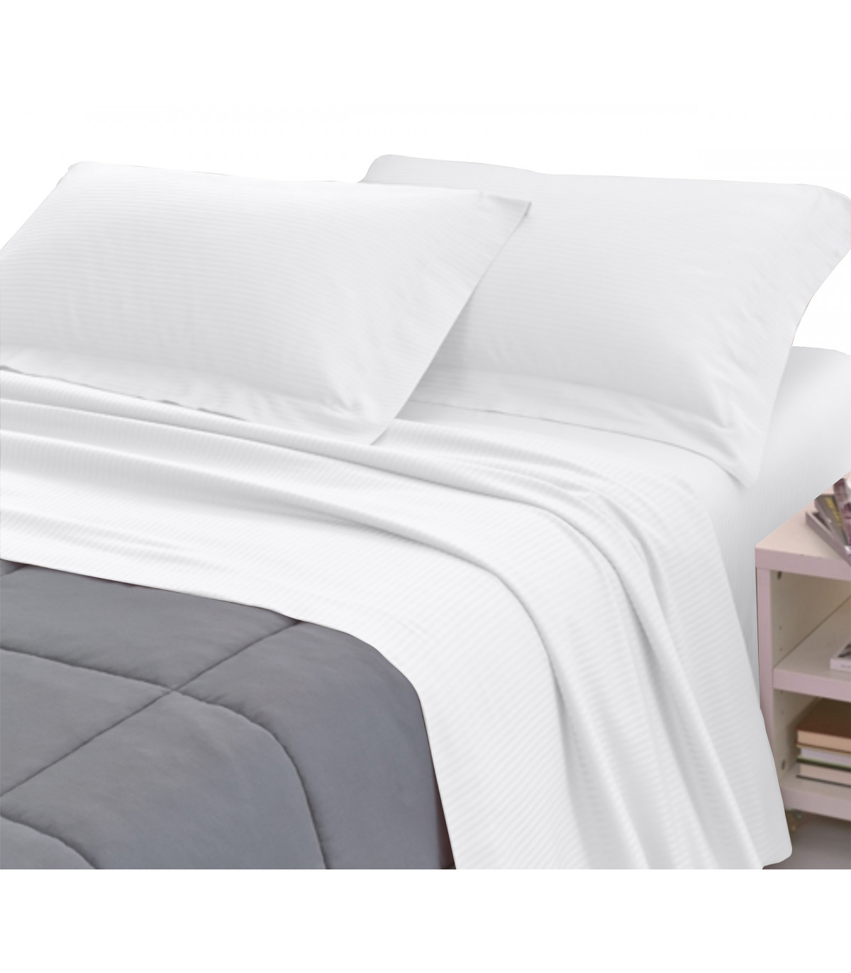 Completo Lenzuola RASO di COTONE Tinta Unita Matrimoniale 10 colori