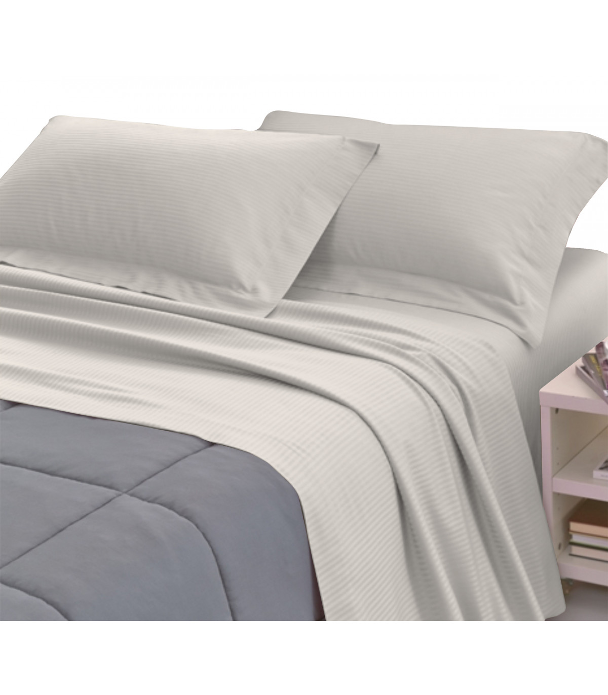 Completo Lenzuola RASO di COTONE Tinta Unita Matrimoniale 10 colori