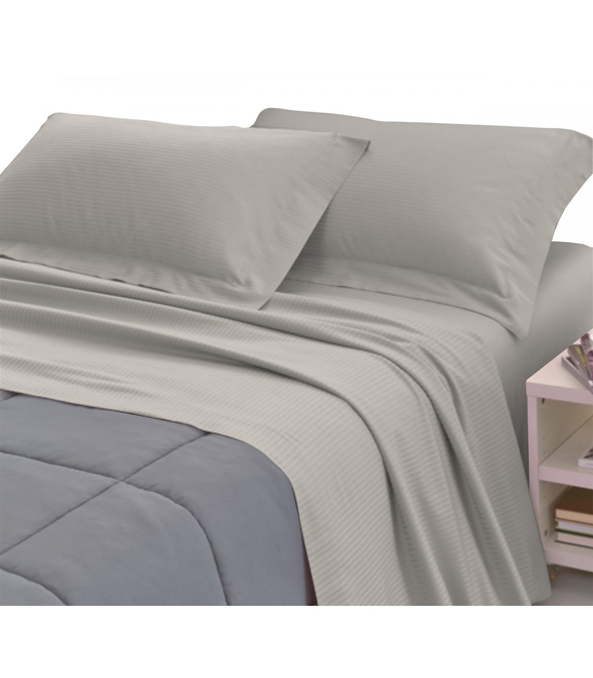 Completo Lenzuola RASO di COTONE Tinta Unita Matrimoniale 10 colori