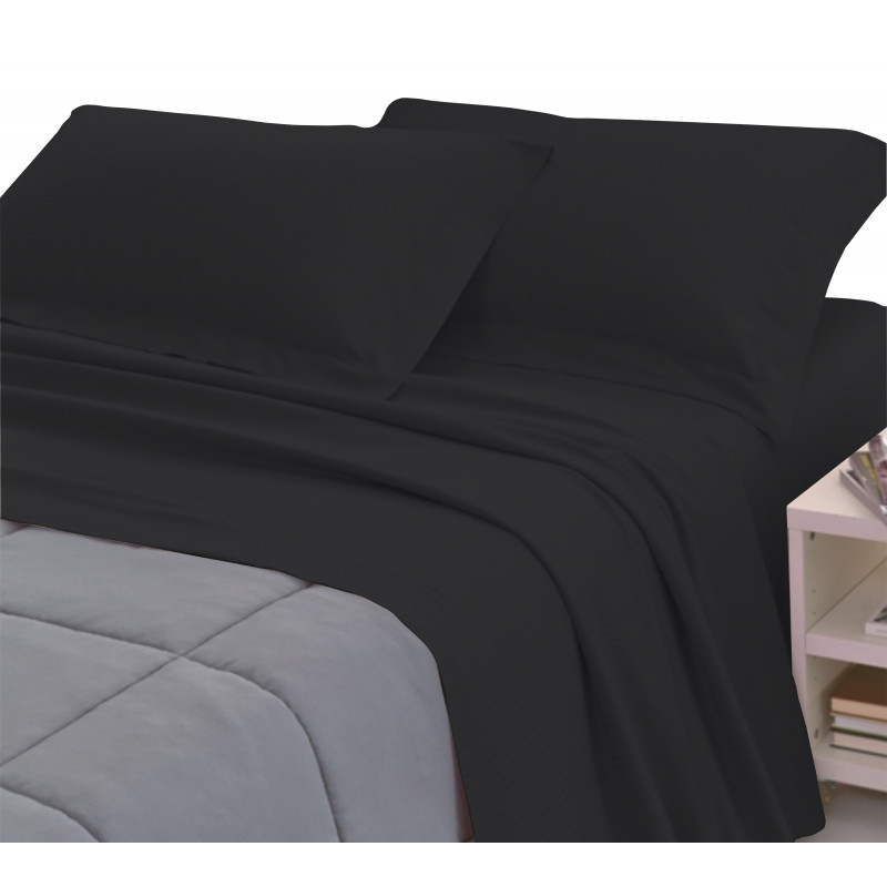 Completo Lenzuola RASO di COTONE Tinta Unita Matrimoniale 10 colori