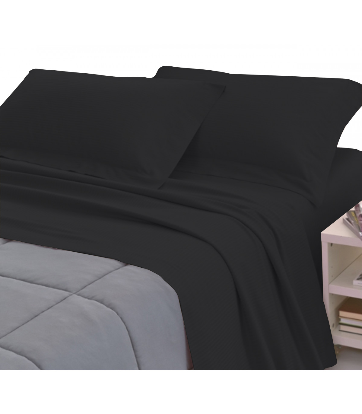 Completo Lenzuola RASO di COTONE Tinta Unita Matrimoniale 10 colori