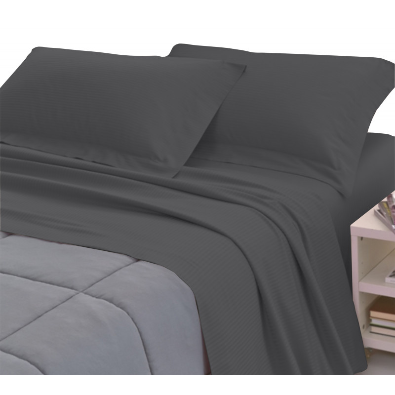 Completo Lenzuola RASO di COTONE Tinta Unita Matrimoniale 10 colori