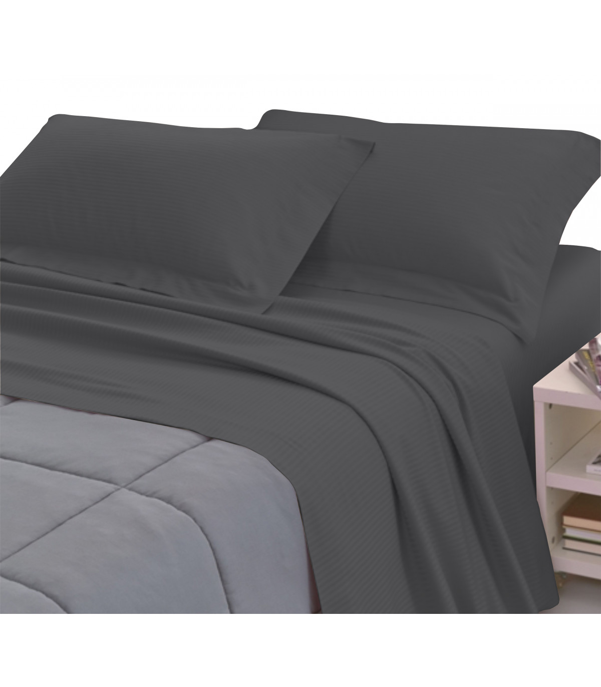 Completo Lenzuola RASO di COTONE Tinta Unita Matrimoniale 10 colori