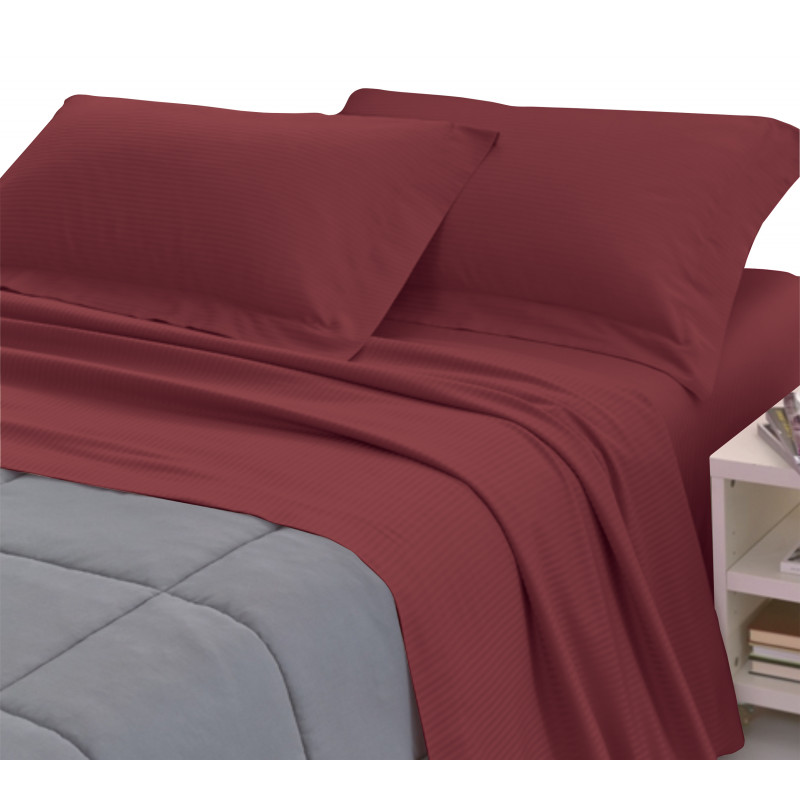 Completo Lenzuola RASO di COTONE Tinta Unita Matrimoniale 10 colori